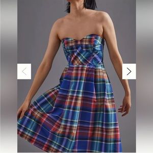 MAEVE BY ANTROPOLOGIE   PLAID A LINE DRESS. WITH REMOVABLE STRAPS  8